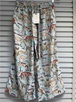 FATFACE Ladies Pyjama Bottoms UK 8 Blue Wide Leg Safari Animal Print Lounge Pant - 8 Regular