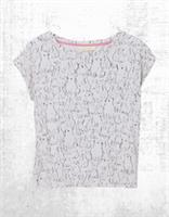 Womens Fat Face Pyjama Top Grey Rabbit Print Cotton Short Sleeve Soft Jersey - L Regular