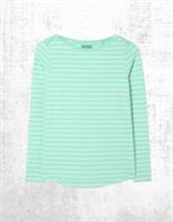 Womens Fat Face Breton Top Cotton Long Sleeve Green White Stripe (Defect) - 14 Regular