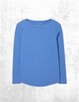 Womens Fat Face Cotton T-shirt Long Sleeve Bree Organic Cobalt Blue - 8 Regular