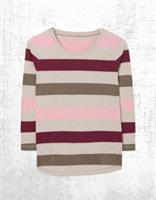 Womens Fat Face T-shirt Cotton Long Sleeve Multi Stripe Crew Neck Jersey Cotton - 12 Regular