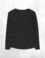 Womens Fat Face T-shirt Long Sleeve Organic Cotton Black Spot Crew Neck Casual - 14 Regular