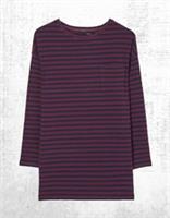 Women's Fat Face Top Leena Stripe 3/4 Sleeves Longline In Plum (A Bit Defect) - 12 Regular