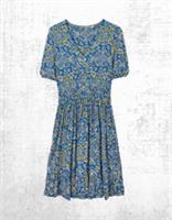 Womens Fat Face Jersey Dress V Neck Lottie Aztec Texture Blue (A Bit Defect) - 14 Regular