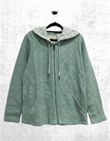 Womens Fat Face Hoodie Cotton Textured Zip Through Hoodie Green (A Bit Defect) - 18 Regular