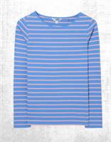 Womens Fat Face Breton Top Cotton Long Sleeve Blue Multi Pink Stripe Crew Neck - 14 Regular