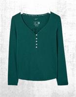 Womens Fat Face Pyjama T-shirt Dark Teal Long Sleeve Soft Cotton Button Up - 12 Regular