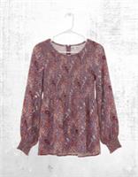 Womens Fat Face Blouse Long Sleeve Psialey Print Smoked Blue Multi - 14 Regular