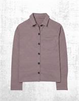 Womens Fat Face Jersey Shirt Grey Stripe Soft Cotton Long Sleeve Collared - 12 Regular