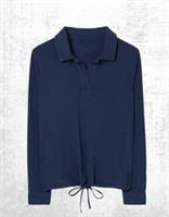 Womens Fat Face Jersey Shirt Long Sleeve Jess Popover Navy Collared - 12 Regular