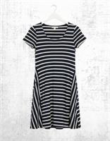 Womens Fat Face Short Sleeve 100% Cotton Maisey Stripe Jersey Dress Navy - 12 Regular