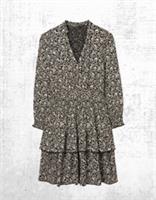 Womens Fat Face Jersey Dress Long Sleeve Amba V Neck Black Multi (A Bit Defect) - 12 Regular