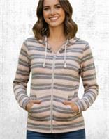 Womens Fat Face Hoodie Cotton Textured Zip Through Hoodie Pink Multi - M Regular