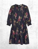 Womens Fat Face Dress Black Dotted Floral Smocked Long Sleeve (A Bit Defect) - 12 Regular