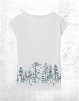 Womens Fat Face Pyjama Top Short Sleeve Christmas Trees Crew Neck Jersey Ivory - 12 Regular