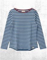 Womens Fat Face Breton Top Cotton Long Sleeve Brown Stripe Crew Neck Jersey - 12 Regular