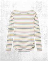 Womens Fat Face Breton Top Cotton Long Sleeve Ivory Mul Stripe Crew Neck Jersey - 12 Regular