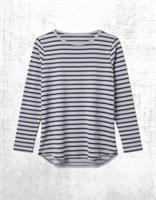 Womens Fat Face Breton Top Cotton Long Sleeve Purple Stripe Crew Neck Jersey - 12 Regular