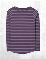 Ex Fat Face Womens Long Sleeve Cotton Sparkle Breton T-Shirt in Purple - 14 Regular