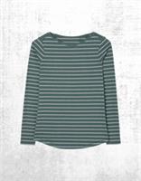 Ex Fat Face Womens Long Sleeve Cotton Sparkle Breton T-Shirt in Green - 12 Regular