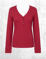 Womens Fat Face Pyjama Top Jersey Long Sleeve Cotton Henley Red - 6 Regular
