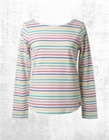 Womens Fat Face Breton Top Cotton Long Sleeve White MLT Stripe Crew Neck Jersey - 12 Regular
