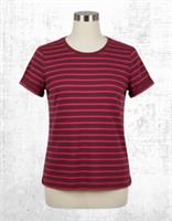 Womens Fat Face Breton Top Cotton Short Sleeve Pink Red Stripe Scoop Neck - 8 Regular