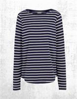 Womens Fat Face Breton Top Cotton Long Sleeve Navy Wht Stripe Crew Neck Size 8 - 8 Regular