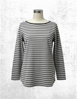 Womens Fat Face Breton Top Cotton Long Sleeve Grey Stripe Crew Neck Jersey - 12 Regular