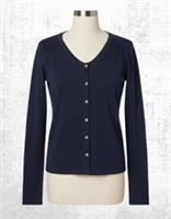 Womens Fat Face Top Long Sleeve V Neck Leah Button Through 100% Cotton Navy - 18 Regular