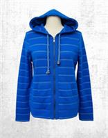 Womens Fat Face Zip Up Hoodie Blue Textured Cotton Pockets Hooded Stripe Sized - 12 Regular
