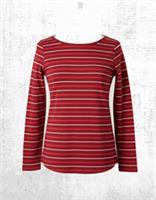 Womens Fat Face Breton Top Cotton Long Sleeve Red Multi Stripe Crew Neck - 10 Regular