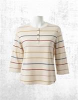 Womens Fat Face Sweat Top Sleeve Cotton Glitter Multi Stripe Button Up - 12 Short