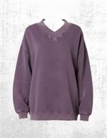 Womens Fat Face Sweatshirt Plum Lilac Plain V Neck Sweat Top Cotton Long Sleeve - M Regular