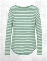 Womens Fat Face Breton Top Cotton Long Sleeve Green Stripe Crew Neck Jersey - 12 Regular