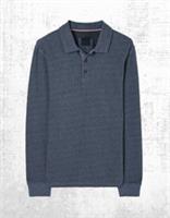 Mens Fat Face Polo Shirt Navy Herringbone Long Sleeve Cotton Collared - L Regular