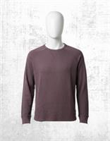 Mens Fat Face Waffle T-shirt Cotton Crew Neck Long Sleeve Textured T shirt Plum - L Regular