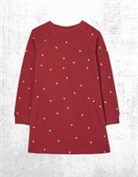 Girls Fat Face Sweat Dress Red Gold Spot Cotton Red Georgia Crew Neck