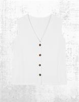 Womens Fat Face Jersey Waist Sleeveless Button Cotton Light Weight White - 12 Regular
