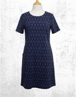 Womens Fat Face Dress Jersey Short Sleeve Blue Metalic Fiber Pockets - 12 Regular