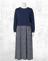 Womens Fat Face Dress Jersey Dress Jumper Style Nia Navy Leaf Dot Midi Dress