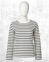 Womens Fat Face Stripe Top Cotton Breton Button Detail Crew Neck Jersey - 10 Regular