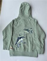 Fatface Boys Light Green Shark Zip Through Hoodie Age 7-8 Years *BNWT*
