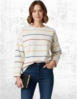 Womens Fat Face Sweatshirt Ivory Long Sleeve Rainbow Stripe Cotton (Defect) - 24 Regular