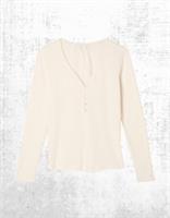 Womens Fat Face Pyjama Top Ivory Long Sleeve Button Up Cotton (A Bit Defect) - 12 Regular