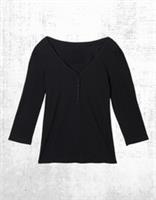 Womens Fat Face Henley Top Black 3/4 Sleeve Cotton V-Neck (A Bit Defect) - 10 Regular