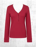 Womens Fat Face Pyjama Top Jersey Long Sleeve Cotton Henley Red (Defect) - 18 Regular