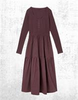 Womens Fat Face Midi Dress Louise Dusky Purple Jersey Woven Long Sleeve (Defect)