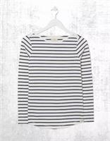Womens Fat Face Breton Top Cotton Long Sleeve Navy Wht Stripe Crew Neck Size 6 - 6 Regular