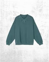 Womens Fat Face Sweatshirt Teal Green Plain V Neck Sweat Top Cotton Long Sleeve - L Regular